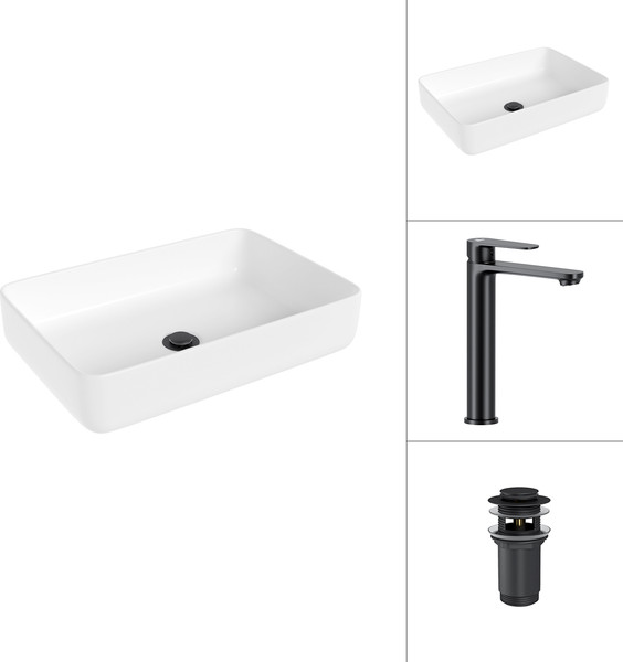 Умывальник со смесителем Lauter 21487-50 + Moon 21СК8691BS с донным клапаном 21190B - фото