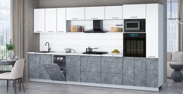 Кухонный гарнитур Интерлиния Мила Gloss 3.8-ПМ3