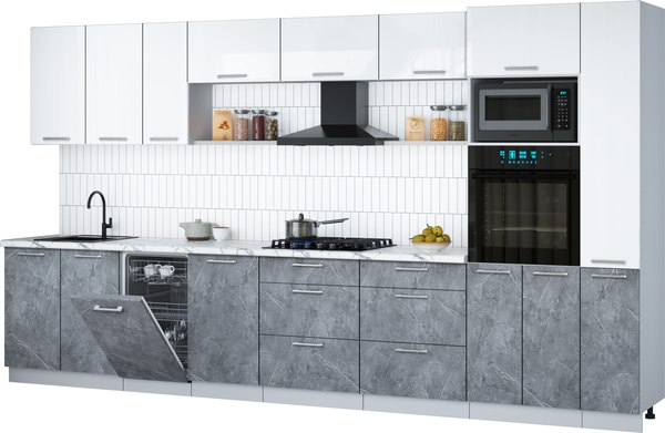 Кухонный гарнитур Интерлиния Мила Gloss 3.8-ПМ3 - фото