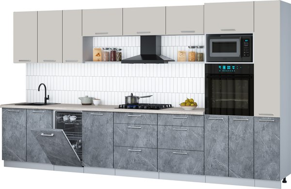 Кухонный гарнитур Интерлиния Мила Gloss 3.8-ПМ3 - фото