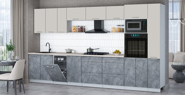 Кухонный гарнитур Интерлиния Мила Gloss 3.8-ПМ3