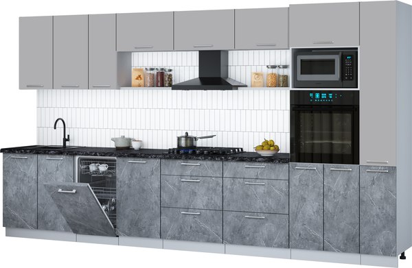 Кухонный гарнитур Интерлиния Мила Gloss 3.8-ПМ3 - фото