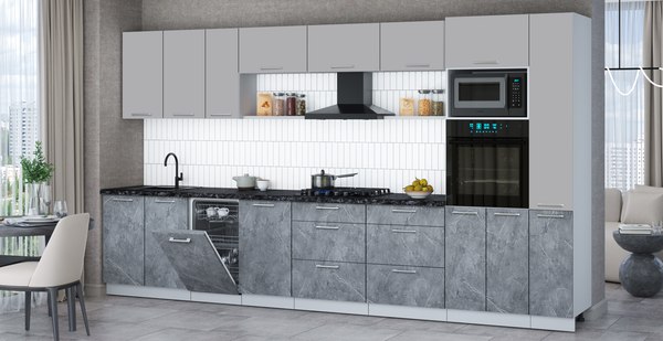 Кухонный гарнитур Интерлиния Мила Gloss 3.8-ПМ3