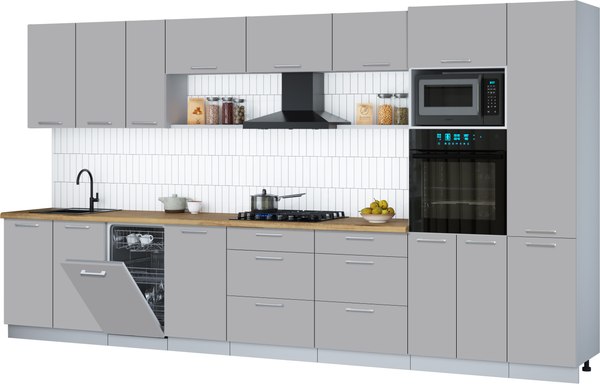 Кухонный гарнитур Интерлиния Мила Gloss 3.9-ПМ3 - фото