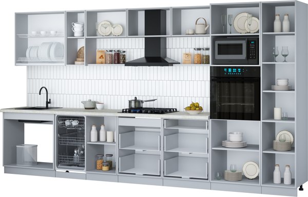 Кухонный гарнитур Интерлиния Мила Gloss 3.9-ПМ3