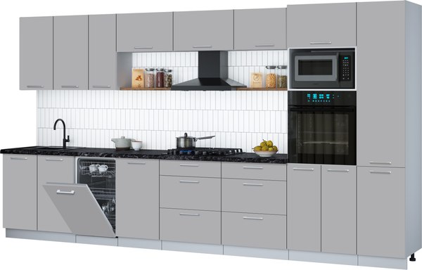 Кухонный гарнитур Интерлиния Мила Gloss 3.9-ПМ3 - фото