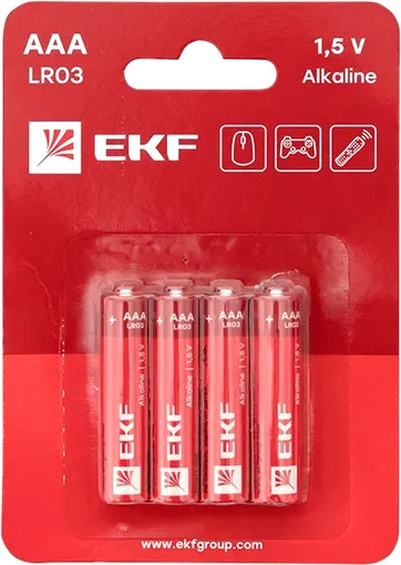 Комплект батареек EKF ААА LR03 / LR03-BL4 - фото