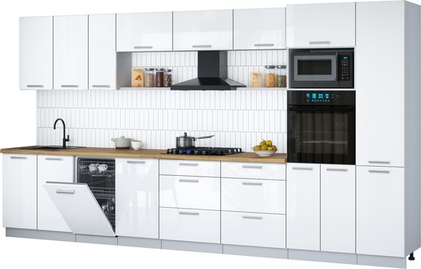 Кухонный гарнитур Интерлиния Мила Gloss 3.9-ПМ3 - фото