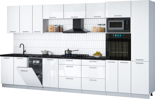 Кухонный гарнитур Интерлиния Мила Gloss 3.9-ПМ3 - фото