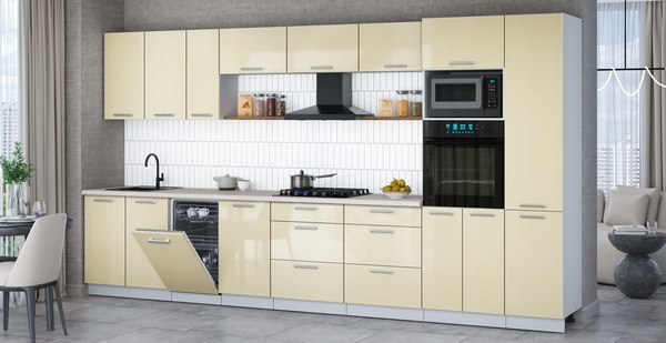 Кухонный гарнитур Интерлиния Мила Gloss 3.9-ПМ3