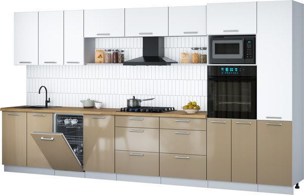Кухонный гарнитур Интерлиния Мила Gloss 3.9-ПМ3 - фото