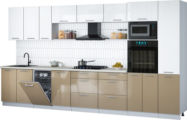 Кухонный гарнитур Интерлиния Мила Gloss 3.9-ПМ3 - фото