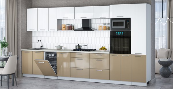 Кухонный гарнитур Интерлиния Мила Gloss 3.9-ПМ3