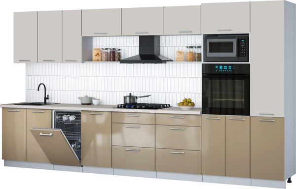 Кухонный гарнитур Интерлиния Мила Gloss 3.9-ПМ3 - фото