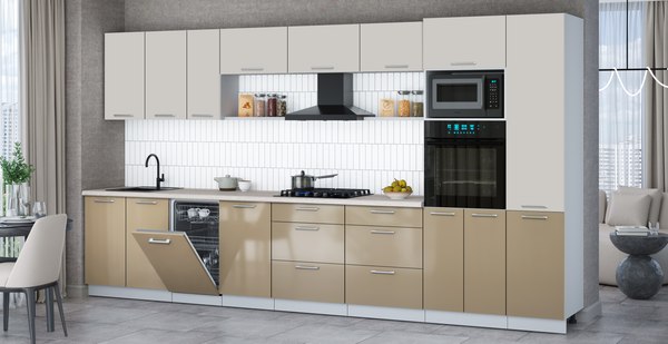 Кухонный гарнитур Интерлиния Мила Gloss 3.9-ПМ3