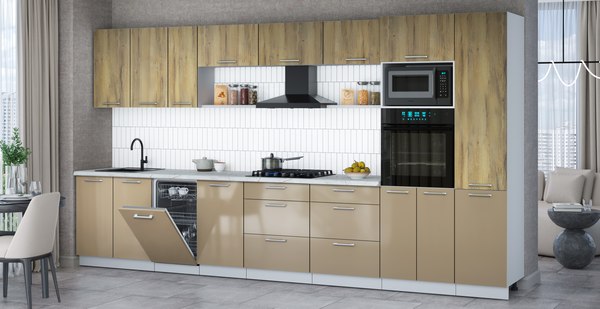 Кухонный гарнитур Интерлиния Мила Gloss 3.9-ПМ3