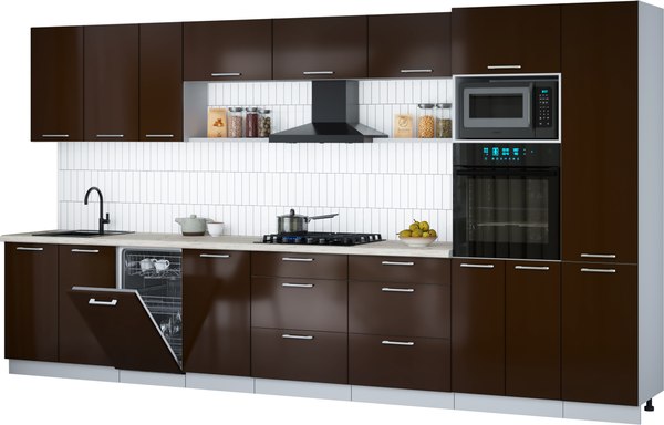 Кухонный гарнитур Интерлиния Мила Gloss 3.9-ПМ3 - фото