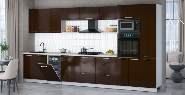 Кухонный гарнитур Интерлиния Мила Gloss 3.9-ПМ3