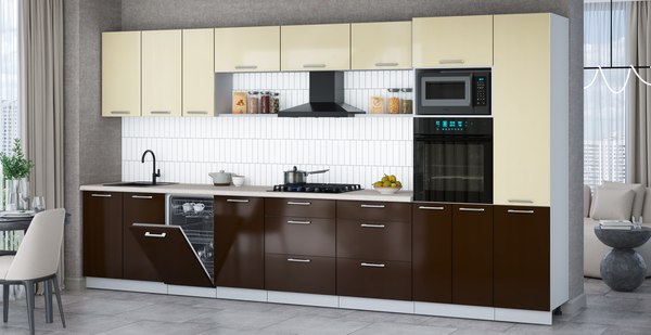 Кухонный гарнитур Интерлиния Мила Gloss 3.9-ПМ3