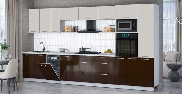 Кухонный гарнитур Интерлиния Мила Gloss 3.9-ПМ3