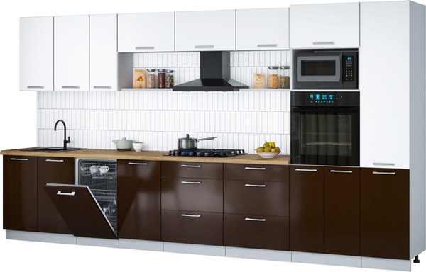 Кухонный гарнитур Интерлиния Мила Gloss 3.9-ПМ3 - фото