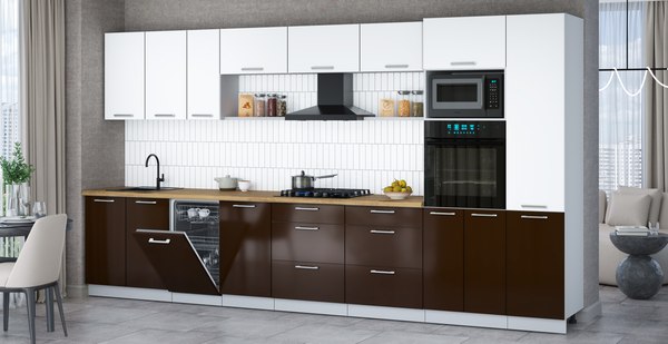 Кухонный гарнитур Интерлиния Мила Gloss 3.9-ПМ3