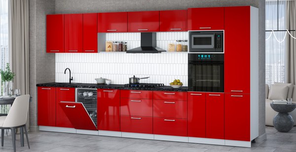 Кухонный гарнитур Интерлиния Мила Gloss 3.9-ПМ3