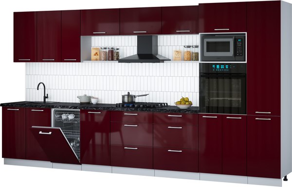 Кухонный гарнитур Интерлиния Мила Gloss 3.9-ПМ3 - фото