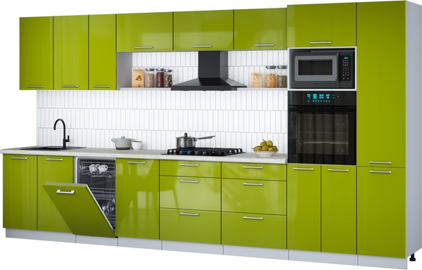 Кухонный гарнитур Интерлиния Мила Gloss 3.9-ПМ3 - фото