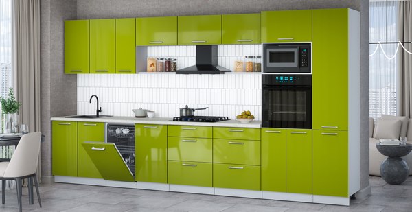 Кухонный гарнитур Интерлиния Мила Gloss 3.9-ПМ3