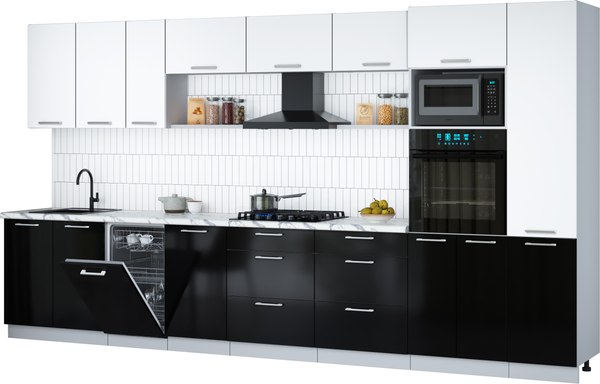 Кухонный гарнитур Интерлиния Мила Gloss 3.9-ПМ3 - фото