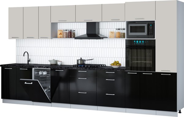 Кухонный гарнитур Интерлиния Мила Gloss 3.9-ПМ3 - фото