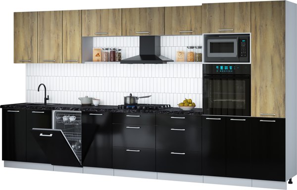 Кухонный гарнитур Интерлиния Мила Gloss 3.9-ПМ3 - фото