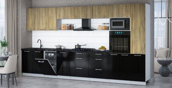 Кухонный гарнитур Интерлиния Мила Gloss 3.9-ПМ3