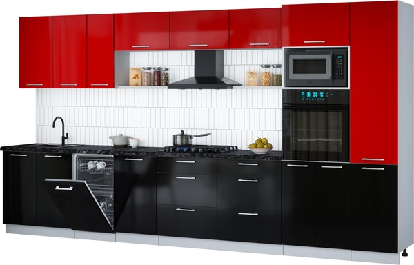 Кухонный гарнитур Интерлиния Мила Gloss 3.9-ПМ3 - фото