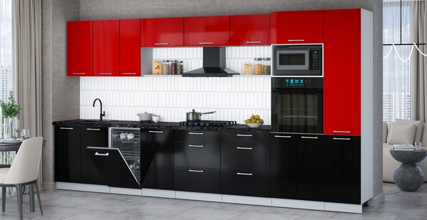 Кухонный гарнитур Интерлиния Мила Gloss 3.9-ПМ3