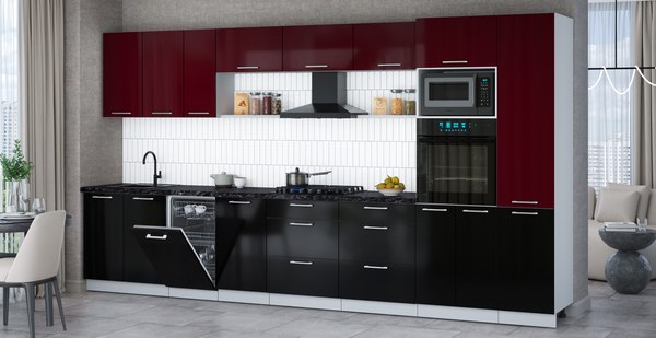 Кухонный гарнитур Интерлиния Мила Gloss 3.9-ПМ3