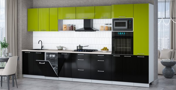 Кухонный гарнитур Интерлиния Мила Gloss 3.9-ПМ3