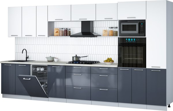 Кухонный гарнитур Интерлиния Мила Gloss 3.9-ПМ3 - фото