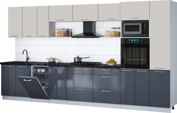 Кухонный гарнитур Интерлиния Мила Gloss 3.9-ПМ3 - фото