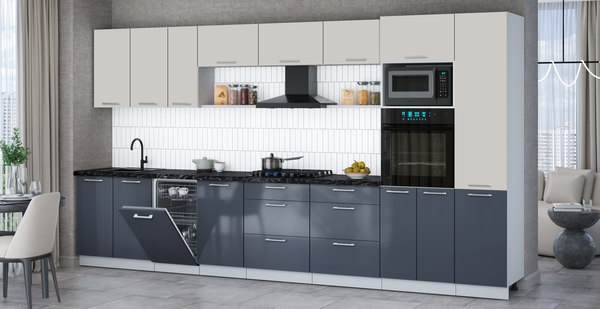 Кухонный гарнитур Интерлиния Мила Gloss 3.9-ПМ3