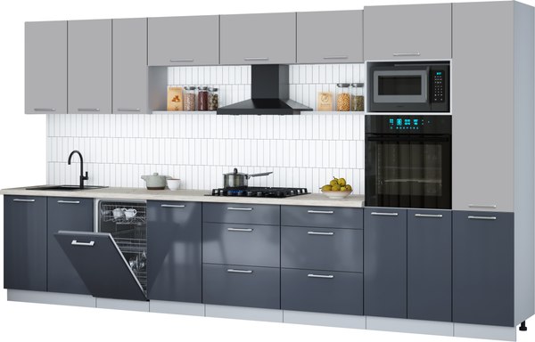 Кухонный гарнитур Интерлиния Мила Gloss 3.9-ПМ3 - фото