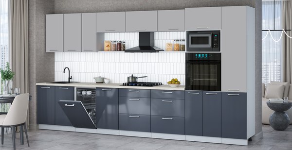 Кухонный гарнитур Интерлиния Мила Gloss 3.9-ПМ3