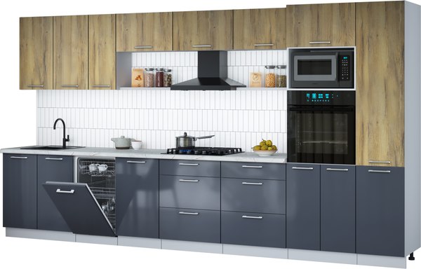 Кухонный гарнитур Интерлиния Мила Gloss 3.9-ПМ3 - фото