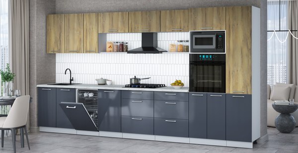 Кухонный гарнитур Интерлиния Мила Gloss 3.9-ПМ3