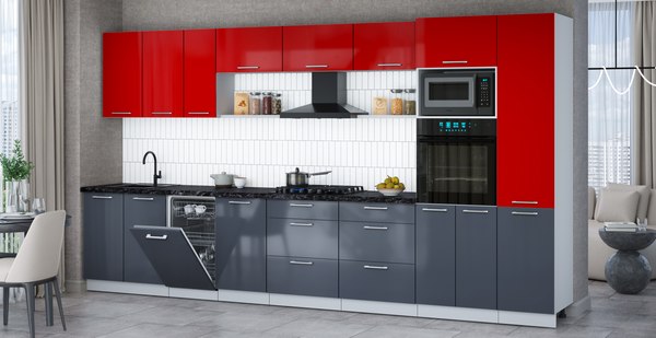 Кухонный гарнитур Интерлиния Мила Gloss 3.9-ПМ3