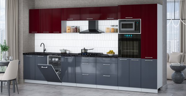 Кухонный гарнитур Интерлиния Мила Gloss 3.9-ПМ3