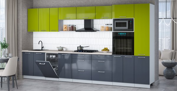 Кухонный гарнитур Интерлиния Мила Gloss 3.9-ПМ3