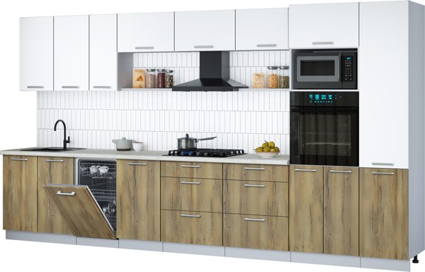 Кухонный гарнитур Интерлиния Мила Gloss 3.9-ПМ3 - фото