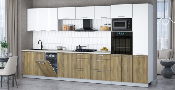 Кухонный гарнитур Интерлиния Мила Gloss 3.9-ПМ3